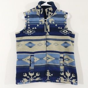 Southwestern Fleece Vest Boho Zip Top